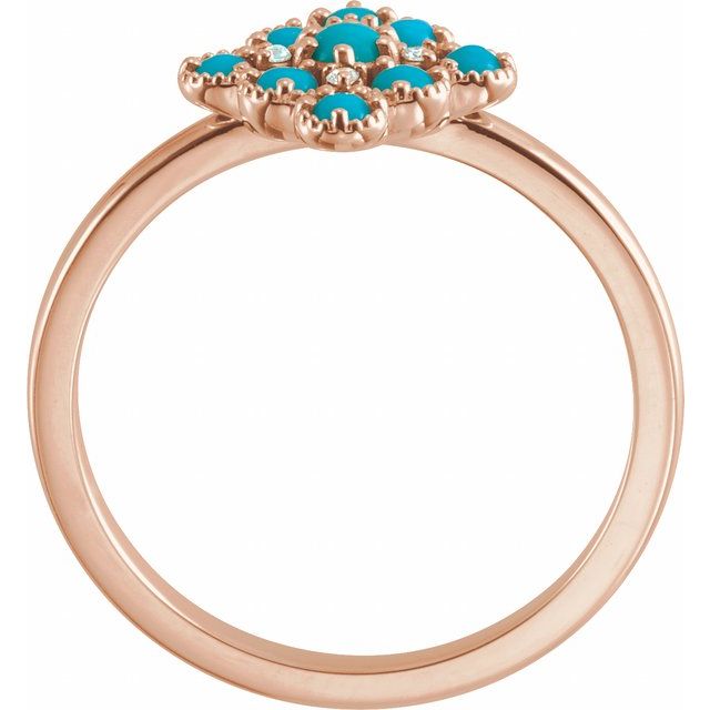 14K Rose Natural Turquoise & .02 CTW Natural Diamond Ring