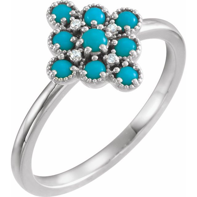 Sterling Silver Natural Turquoise & .02 CTW Natural Diamond Ring