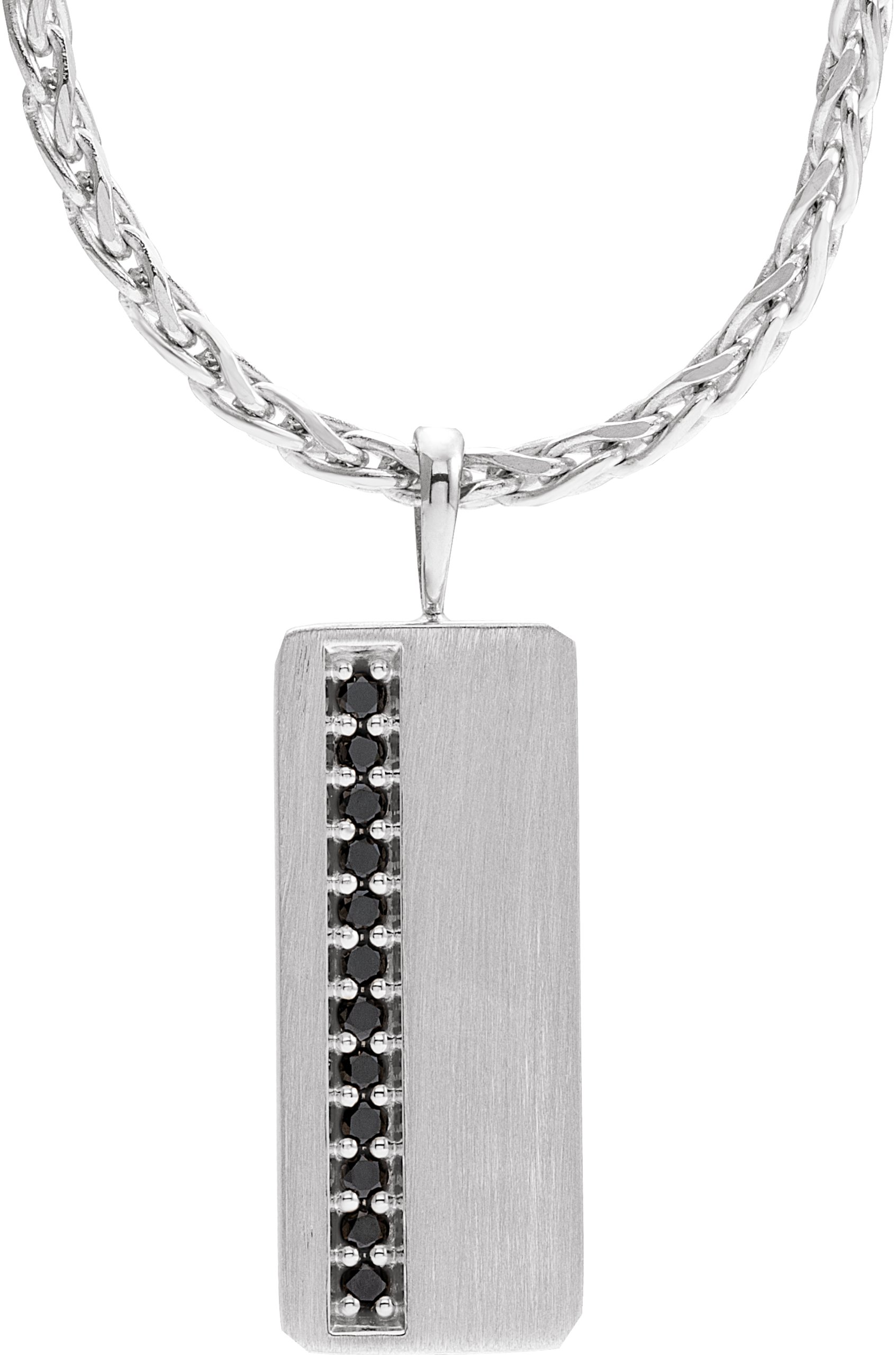 14K White 1/5 CTW Black Diamond Geometric 24" Necklace