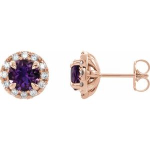 14K Rose Amethyst & 1/3 CTW Diamond Earrings