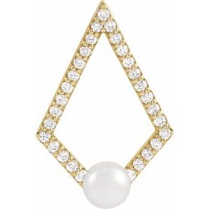 14K Yellow Freshwater Cultured Pearl and 1/4 CTW Diamond Pendant