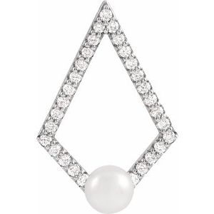 14K White Freshwater Cultured Pearl and 1/4 CTW Diamond Pendant