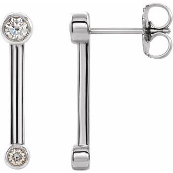 Sterling Silver .20 CTW Diamond Bezel Set Bar Earrings Ref. 16042575