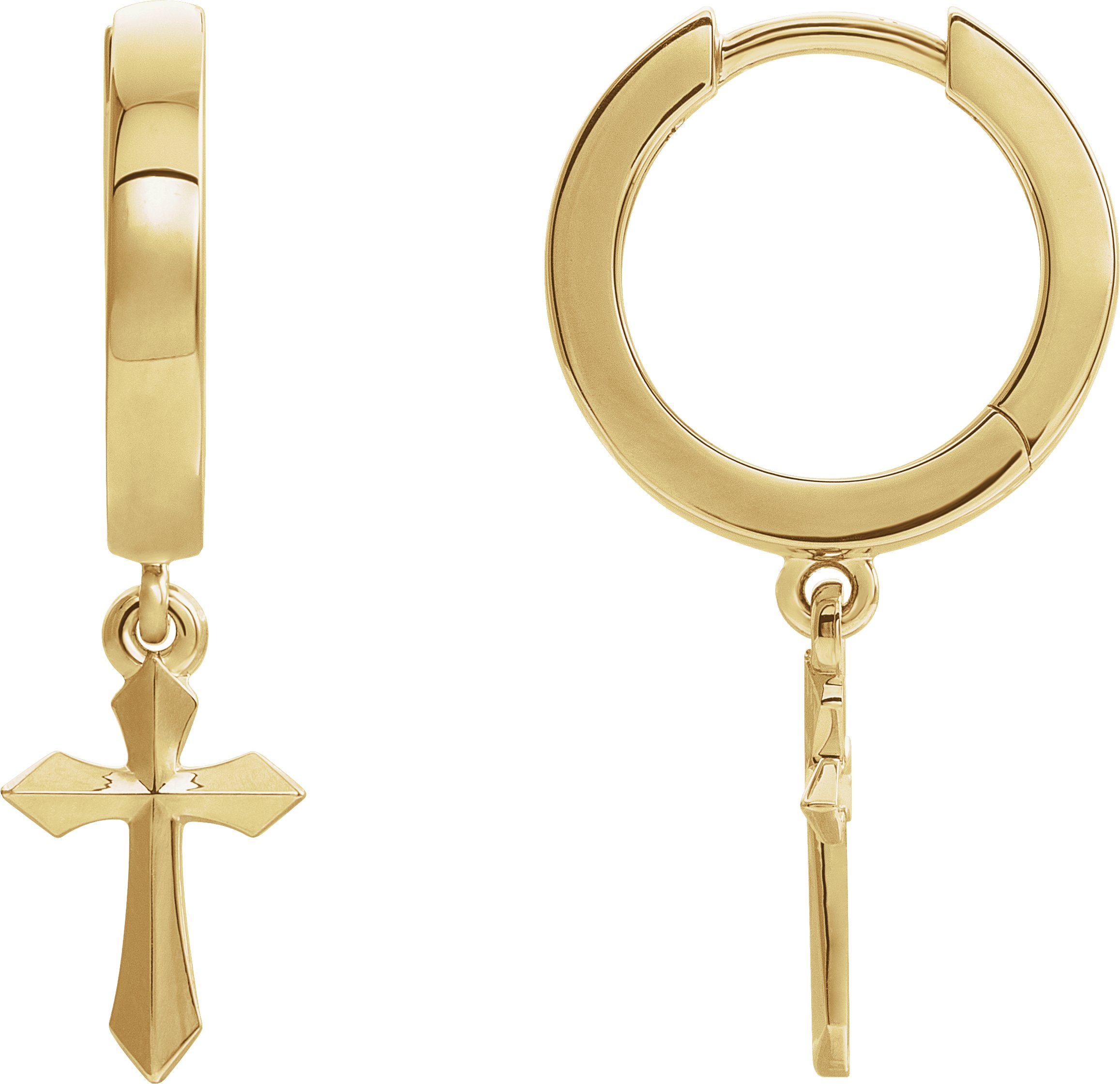 14K Yellow Cross Drop Earrings Ref. 16239322