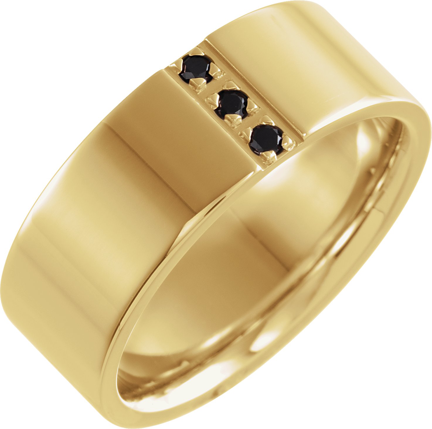 14K Yellow .08 CTW Black Diamond Band Size 7 Ref 15608111