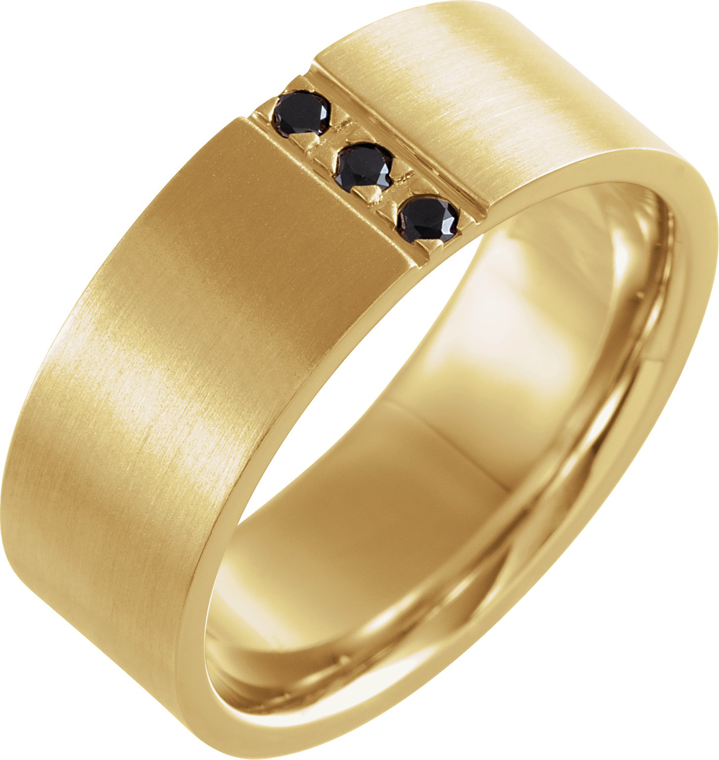 14K Yellow .08 CTW Black Diamond Band with Satin Finish Size 7 Ref 15613385