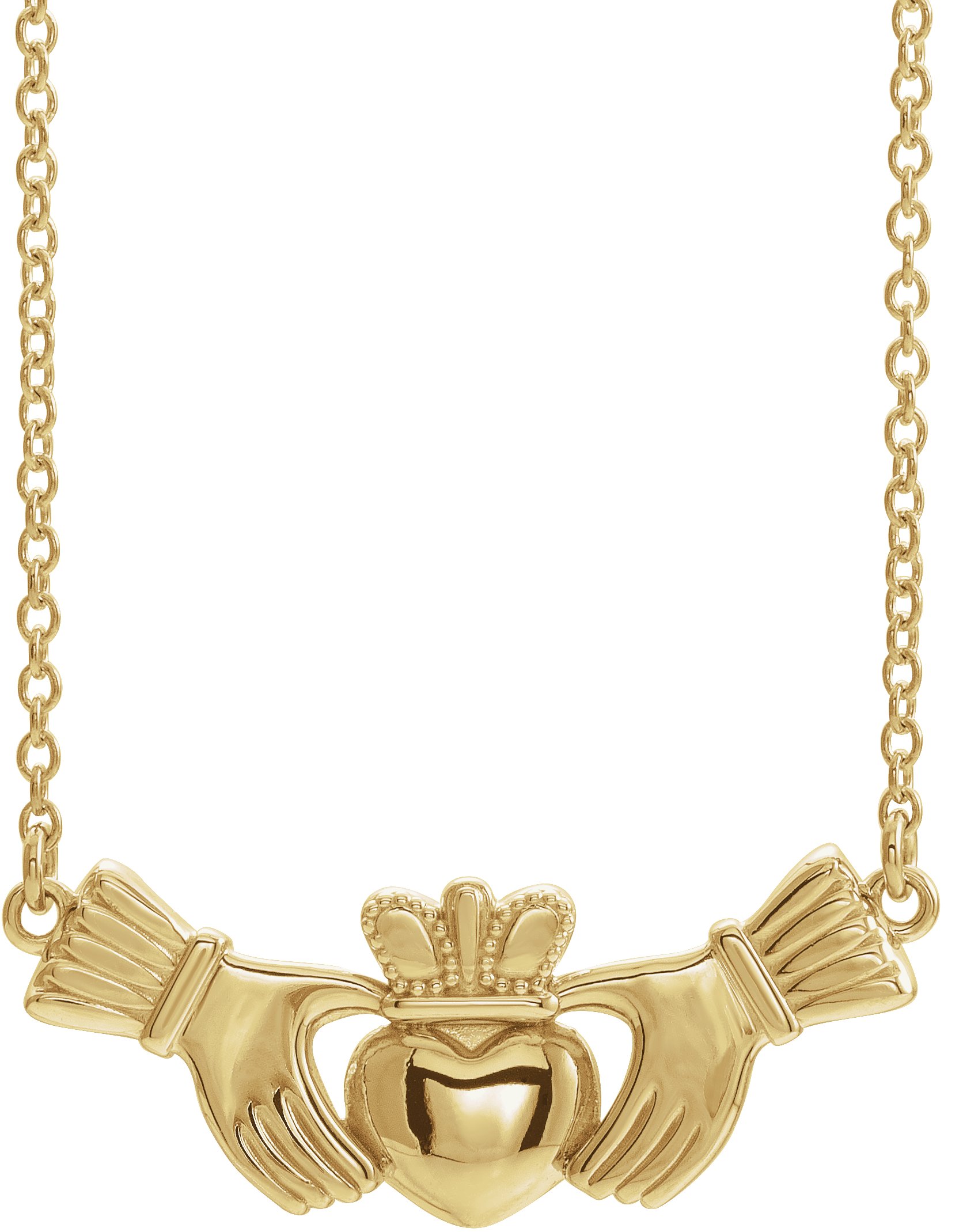 14K Yellow Claddagh 18" Necklace