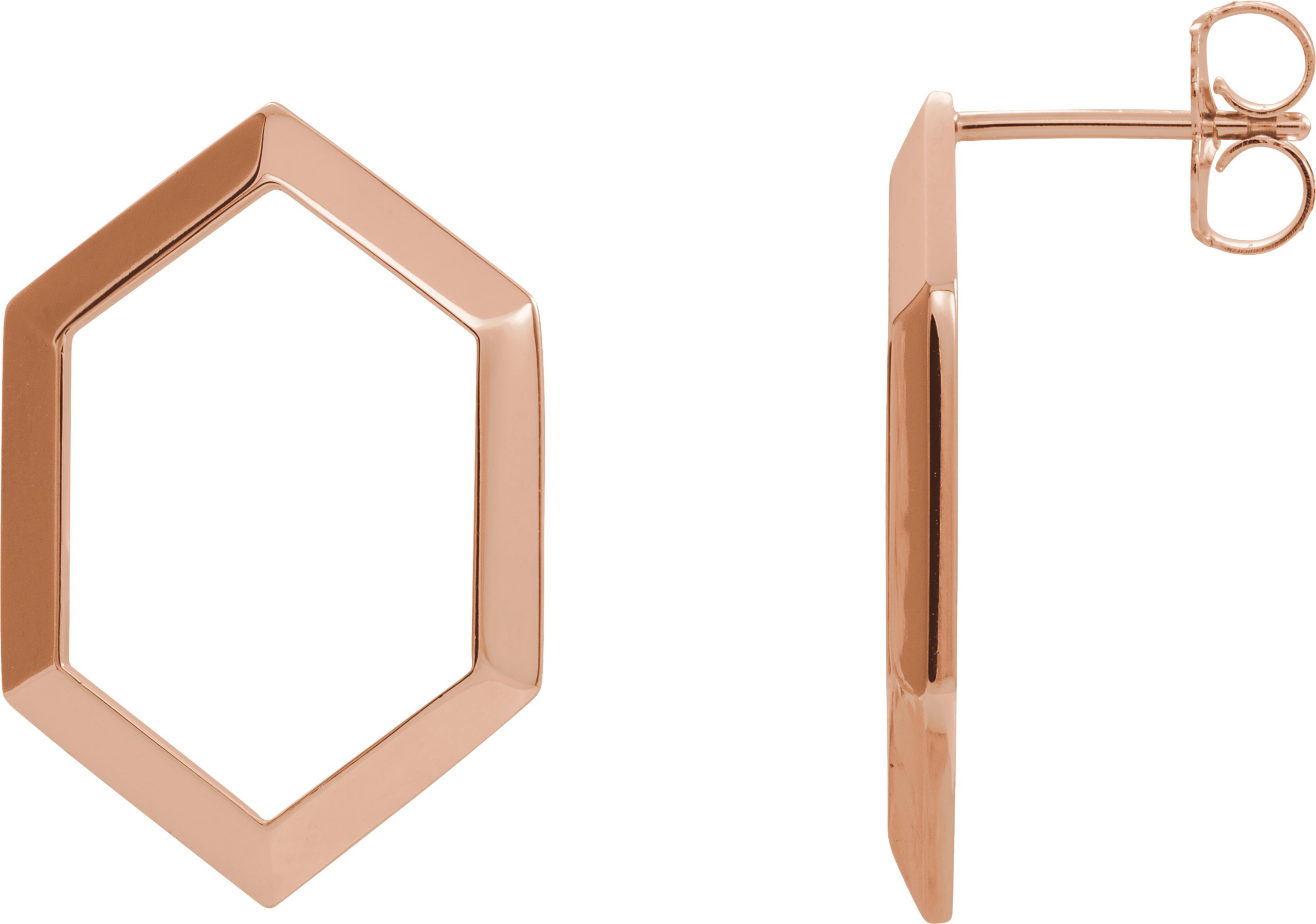 14K Rose Geometric Drop Earrings