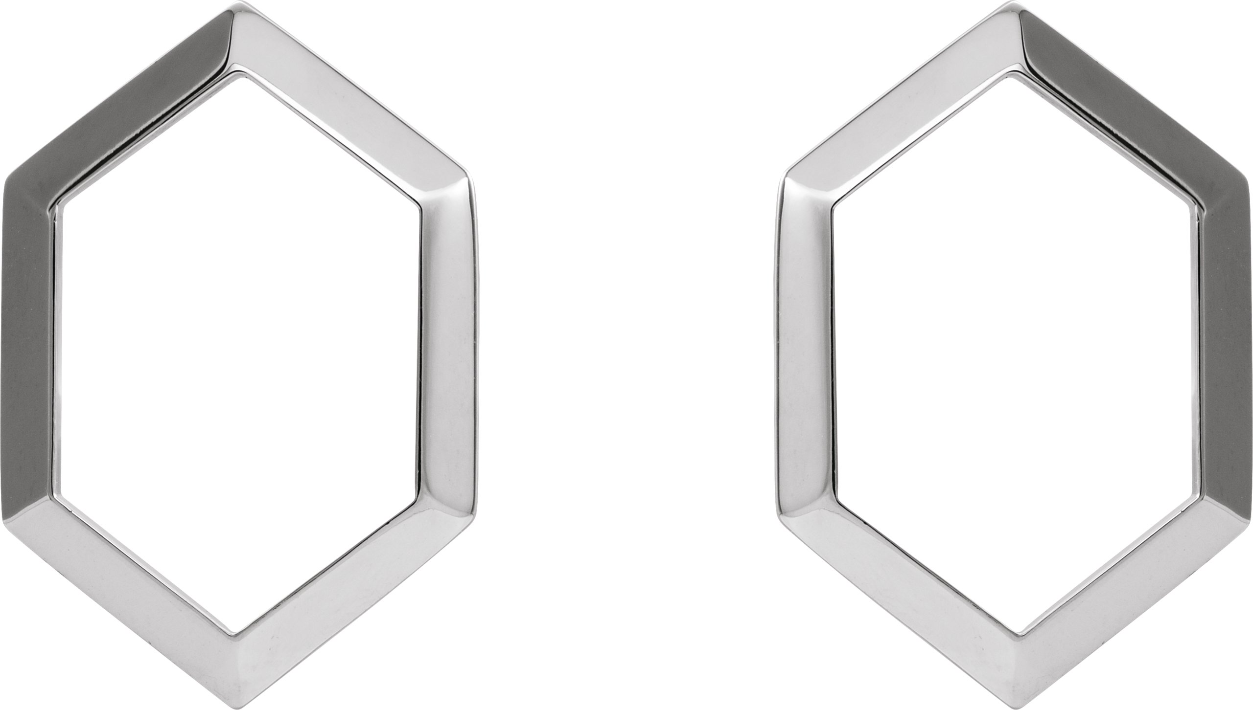 14K White Geometric Drop Earrings