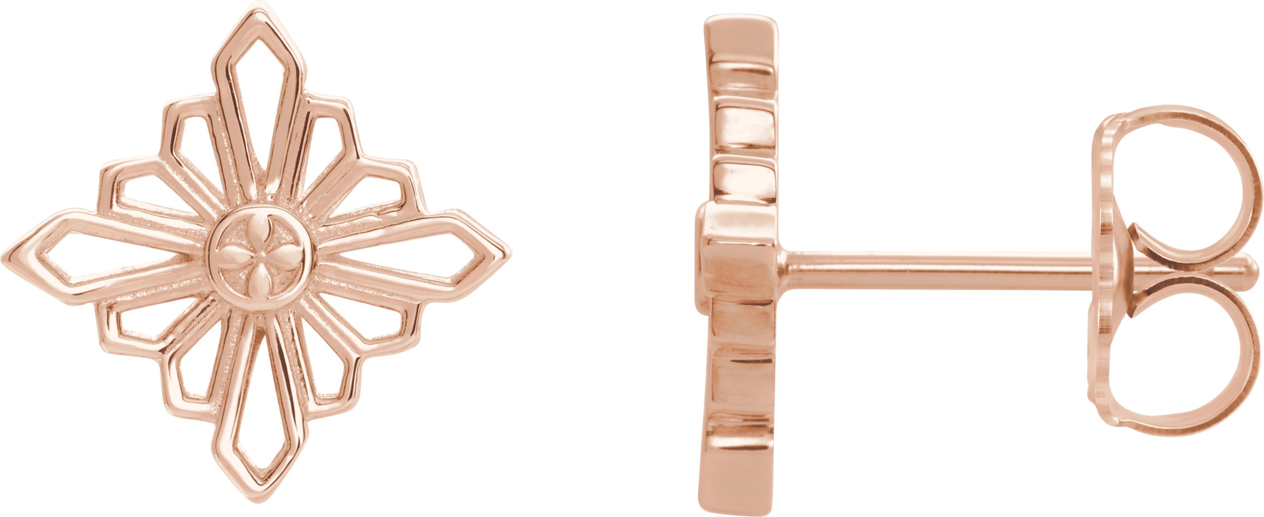 14K Rose Geometric Earrings