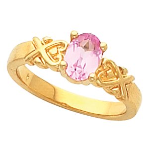 14K White 7x5 mm Oval Heart Ring Mounting