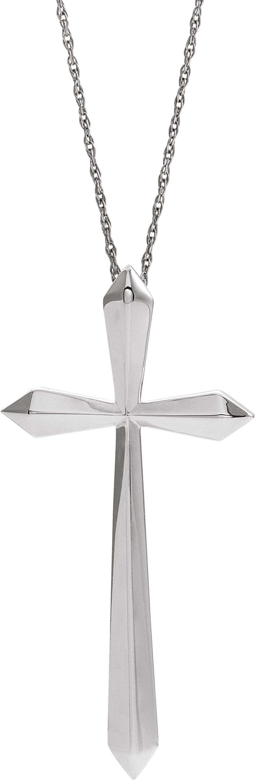 Sterling Silver Elongated Cross 20" Necklace