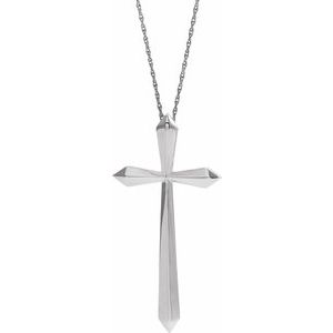Sterling Silver 38x18.5 mm Elongated Cross 20" Necklace