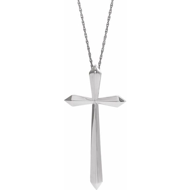 Sterling Silver Elongated Cross 20 Necklace