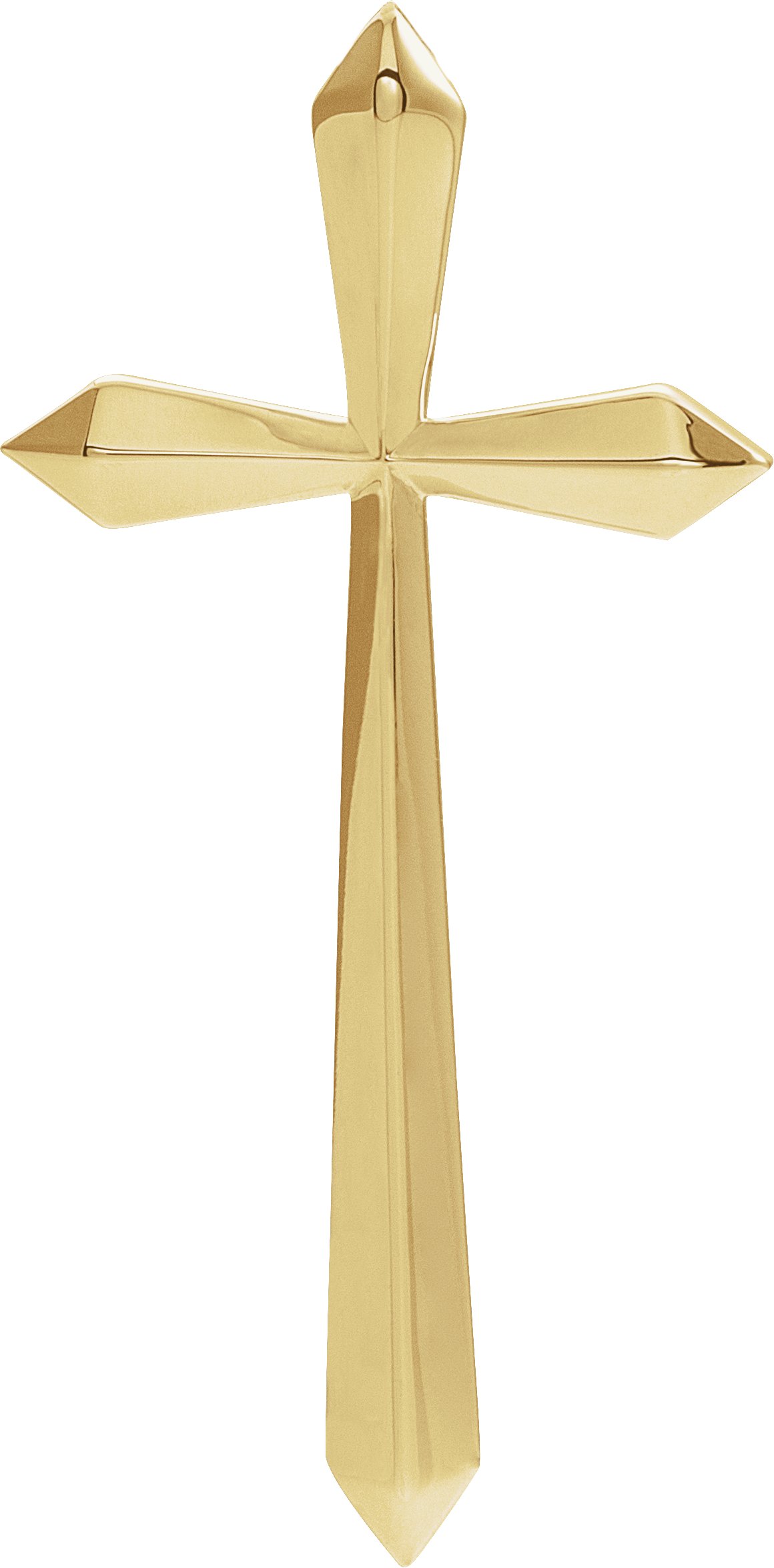 14K Yellow Elongated Cross Pendant