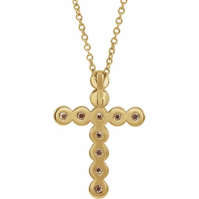 14K Yellow 1/4 CTW Diamond Cross 16-18 Necklace