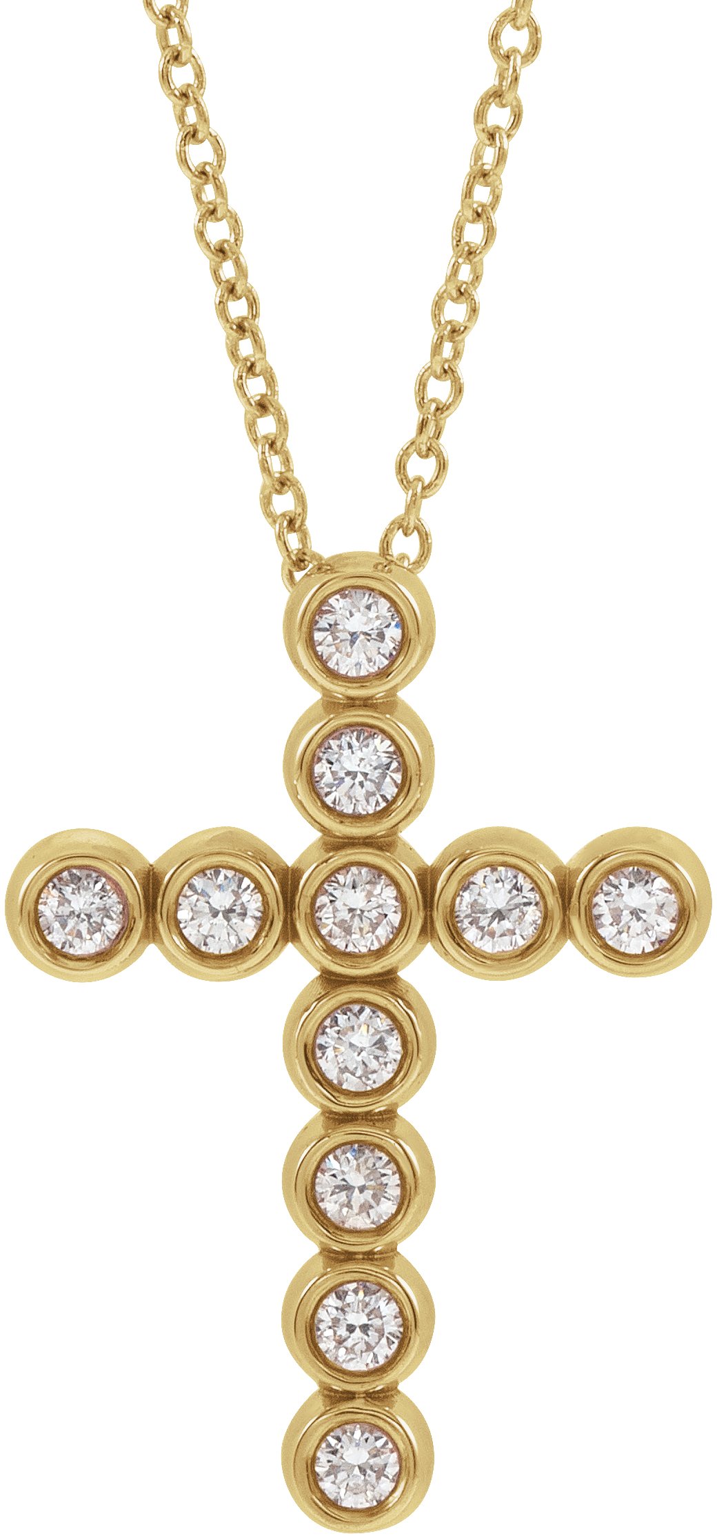 14K Yellow 1/4 CTW Natural Diamond Cross 16-18 Necklace
