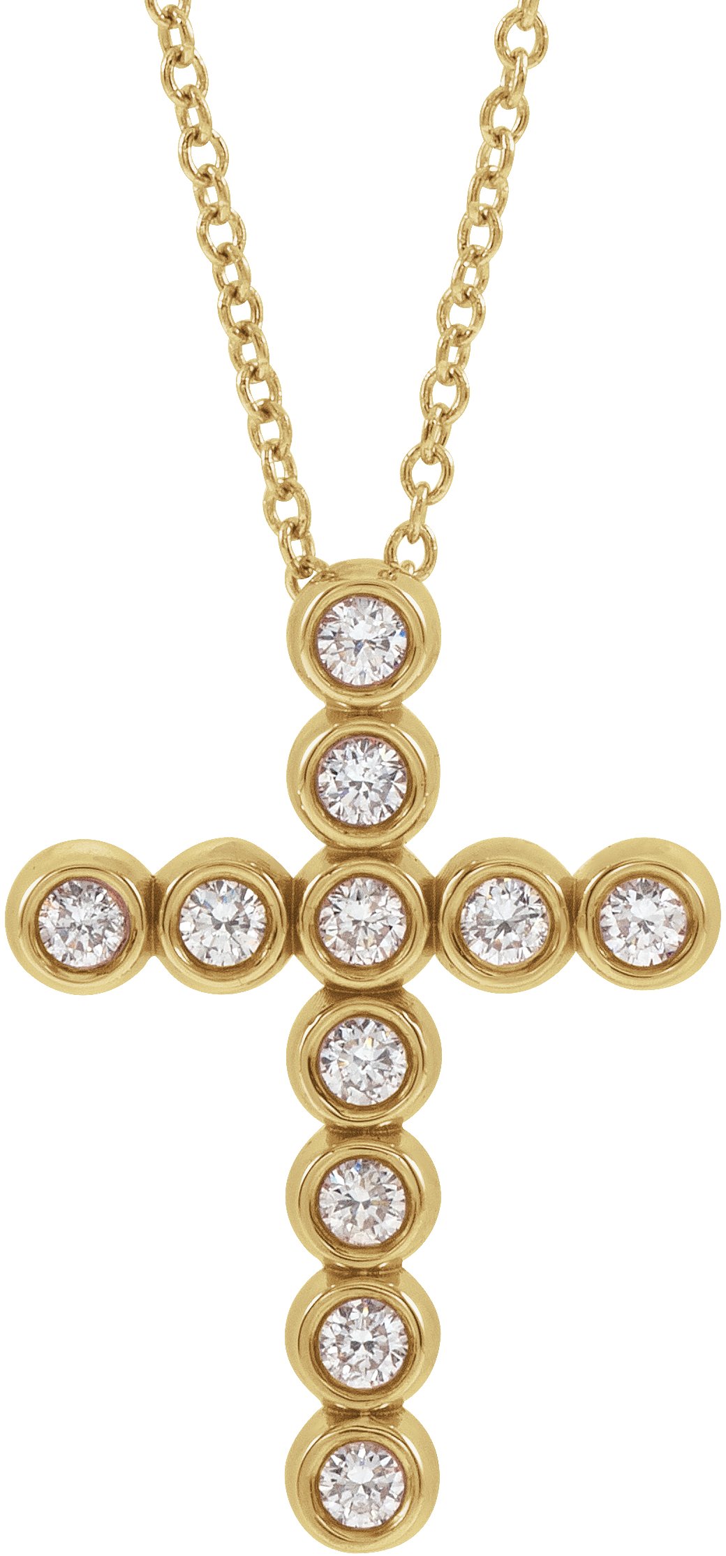 14K Yellow 1/4 CTW Diamond Cross 16-18 Necklace