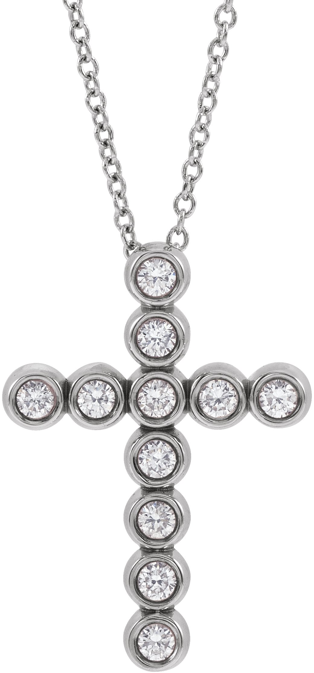 14K White 1/4 CTW Natural Diamond Cross 16-18 Necklace