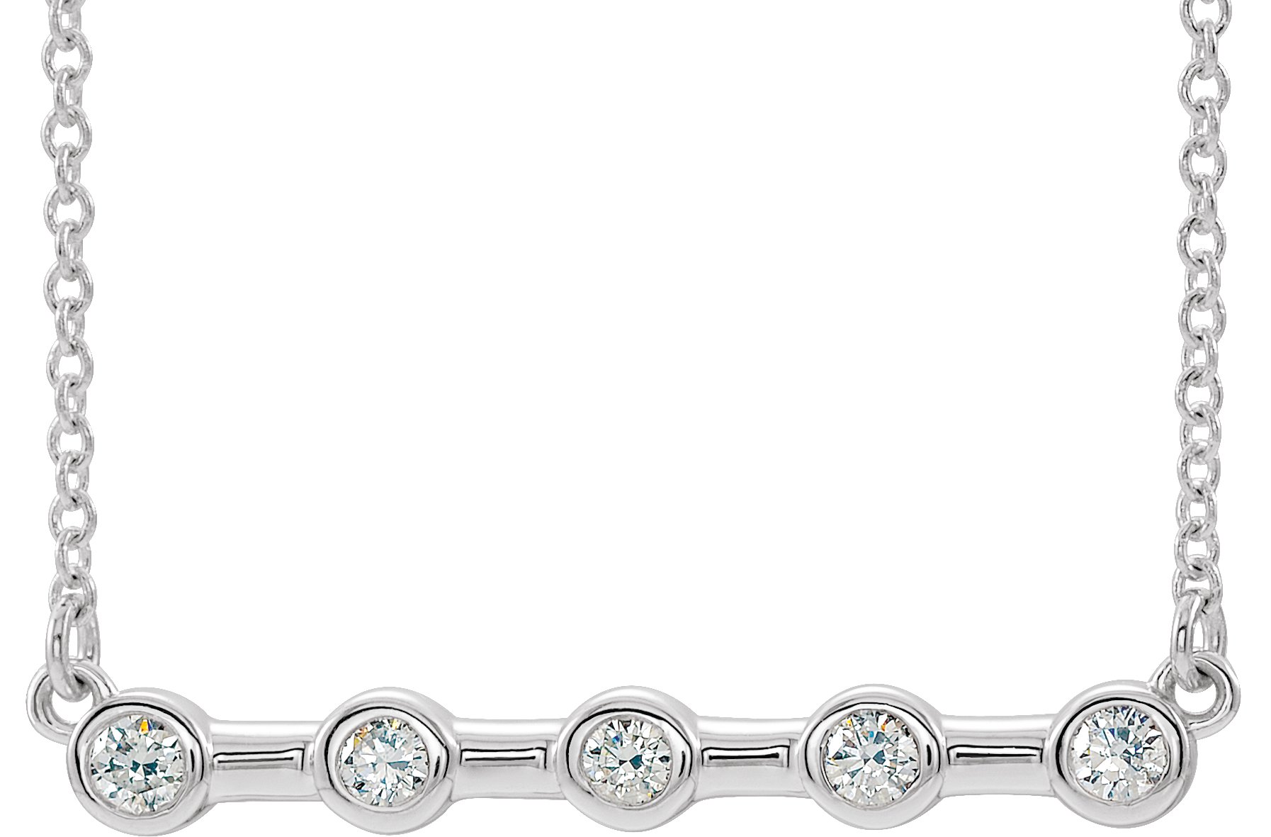 14K White 1/6 CTW Natural Diamond Bezel-Set Bar 16" Necklace                