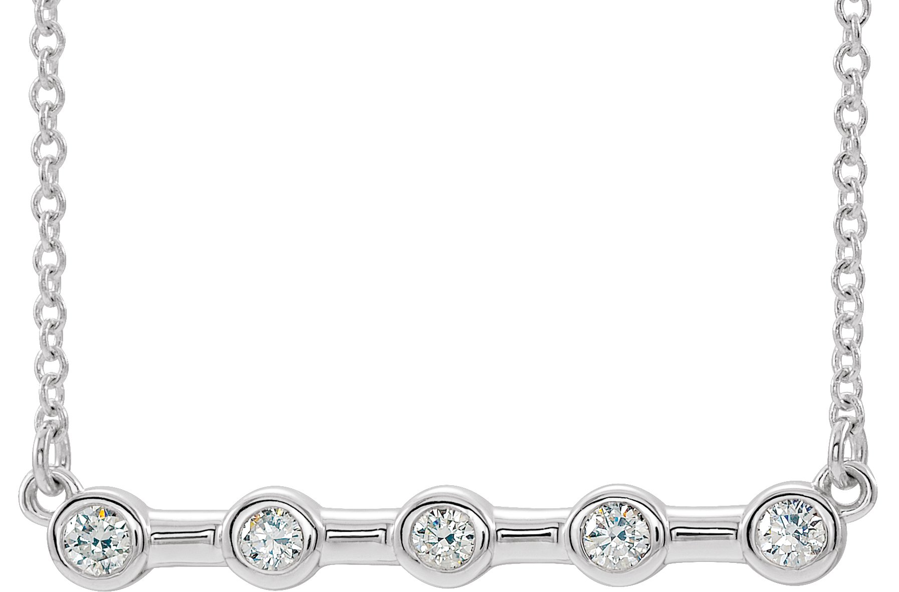 14K White 1/6 CTW Natural Diamond Bezel-Set Bar 16 Necklace                