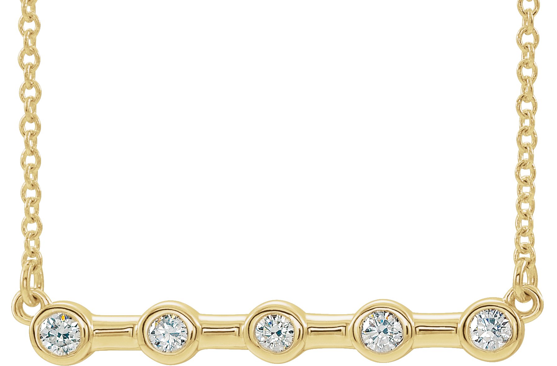 14K Yellow 1/6 CTW Natural Diamond Bezel-Set Bar 18" Necklace                