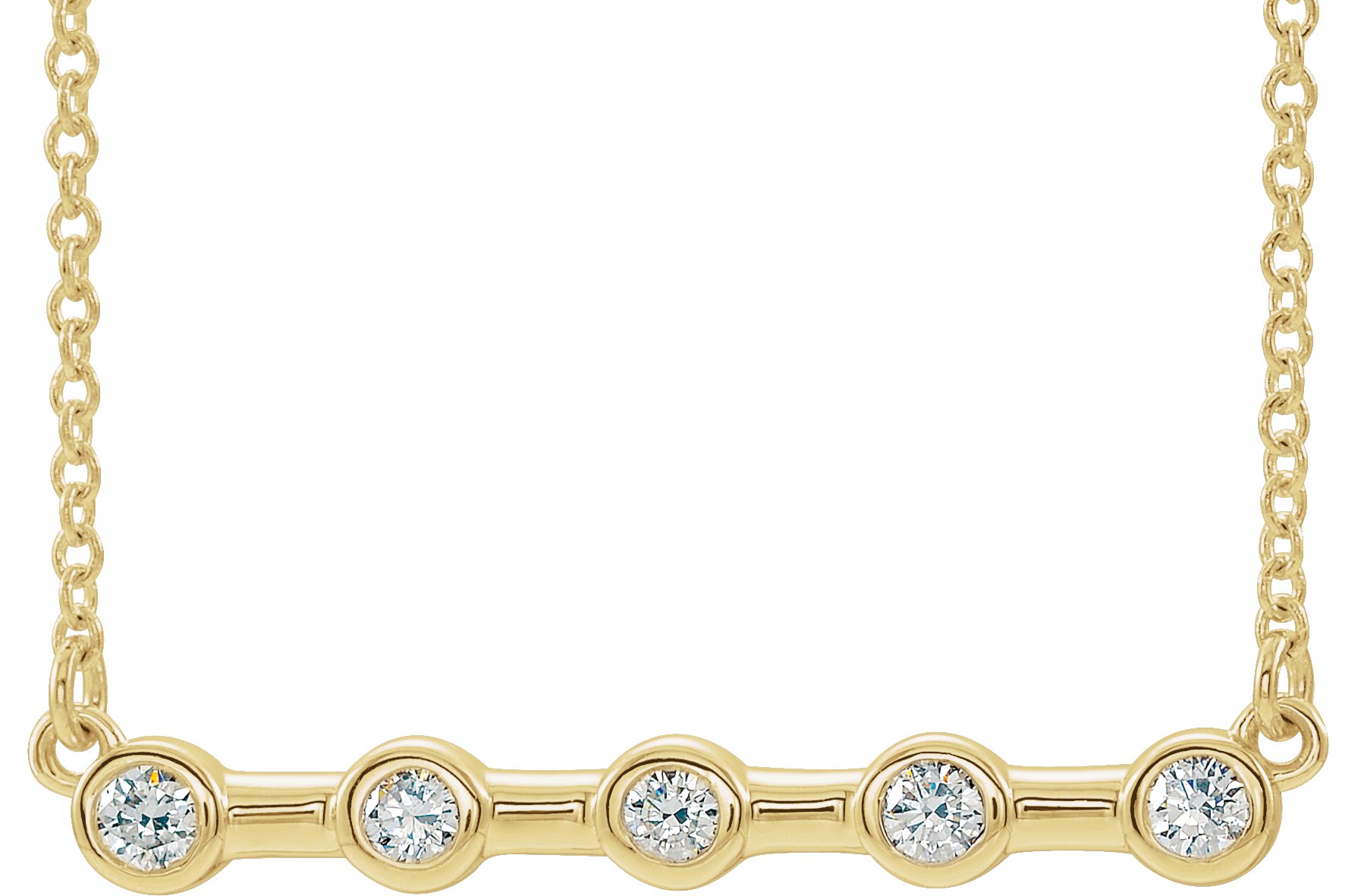 14K Yellow 1/6 CTW Natural Diamond Bezel-Set Bar 18 Necklace                