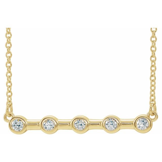 14K Yellow 1/6 CTW Natural Diamond Bezel-Set Bar 18 Necklace                