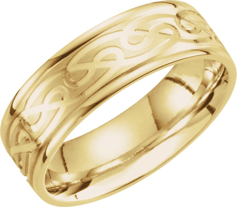 14K Yellow 7 mm Celtic Inspired Grooved Band Size 13 Ref 16154433