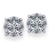 Round Cluster Diamond Stud Earrings 