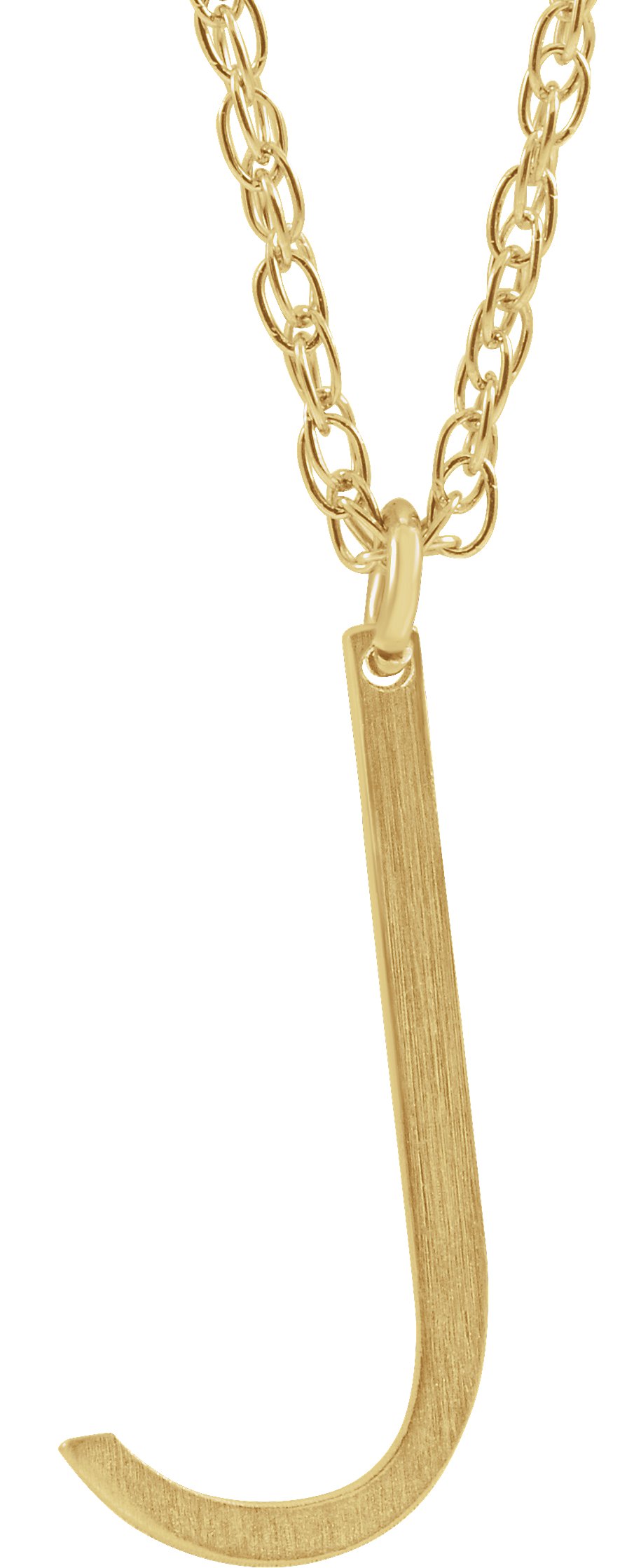 14K Yellow Block Initial J 16-18" Necklace with Brush Finish