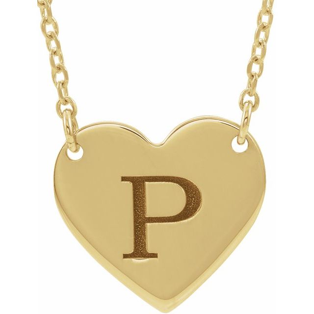 18K Yellow Gold-Plated Sterling Silver Engravable Heart 16-18 Necklace