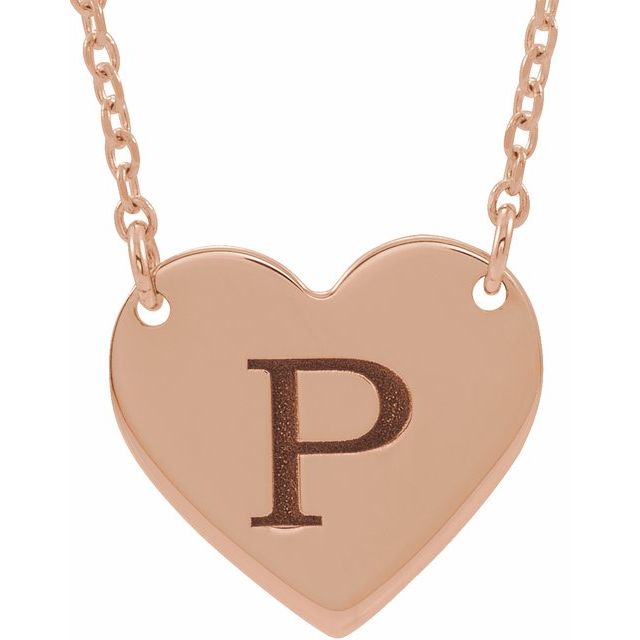 18K Rose Gold-Plated Sterling Silver Engravable Heart 16-18 Necklace