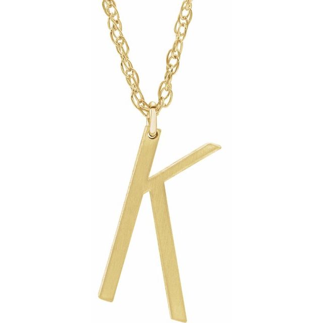 14K Yellow Gold-Plated Sterling Silver Block Initial K 16-18