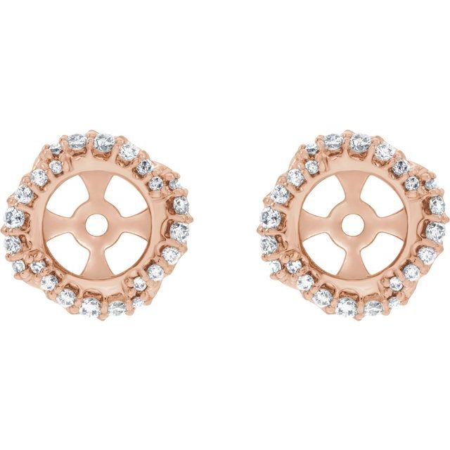 14K Rose 1/4 CTW Natural Diamond Halo-Style Earring Jackets with 5.7 mm ID