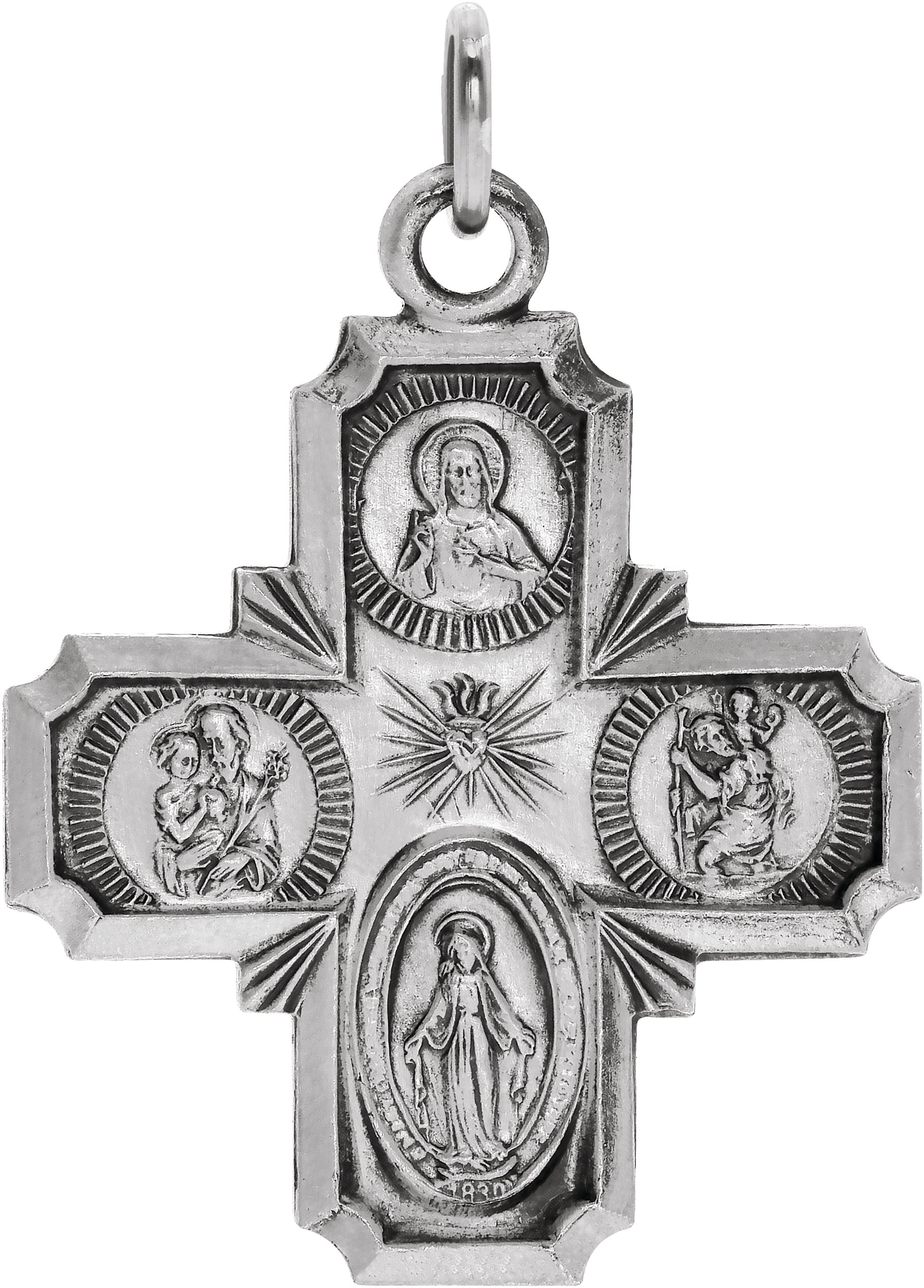Sterling Silver 30x29 mm Four Way Cross Medal