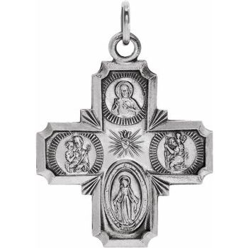 Sterling Silver 30x29 mm Four Way Cross Medal