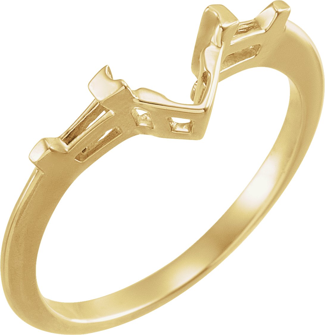 V-End Prong Baguette Accented Engagement Ring or Band