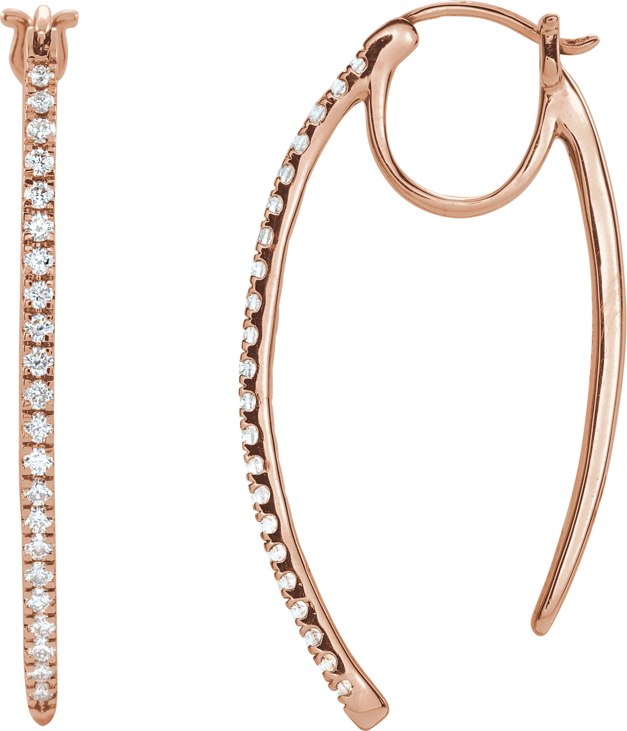 14K Rose 1/2 CTW Natural Diamond Hoop Earrings