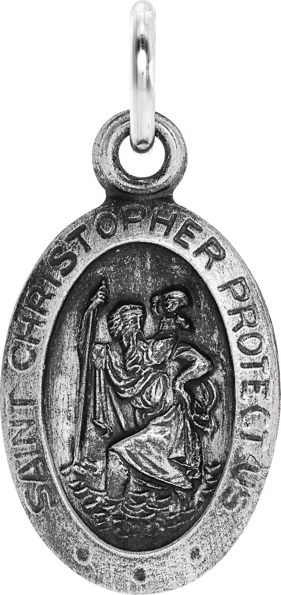 Sterling Silver 12x9 mm St. Christopher Medal  