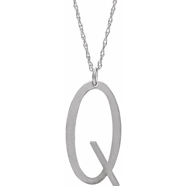 Sterling Silver Block Initial Q 16-18