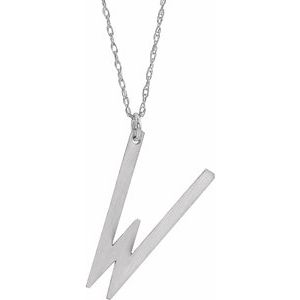 Sterling Silver Block Initial W 16-18" Necklace with Brush Finish