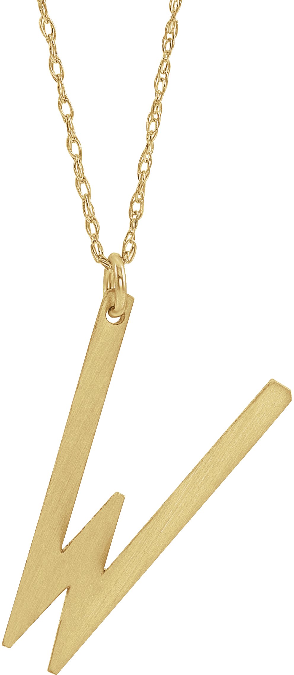 14K Yellow Gold-Plated Sterling Silver Block Initial W 16-18" Necklace with Brush Finish