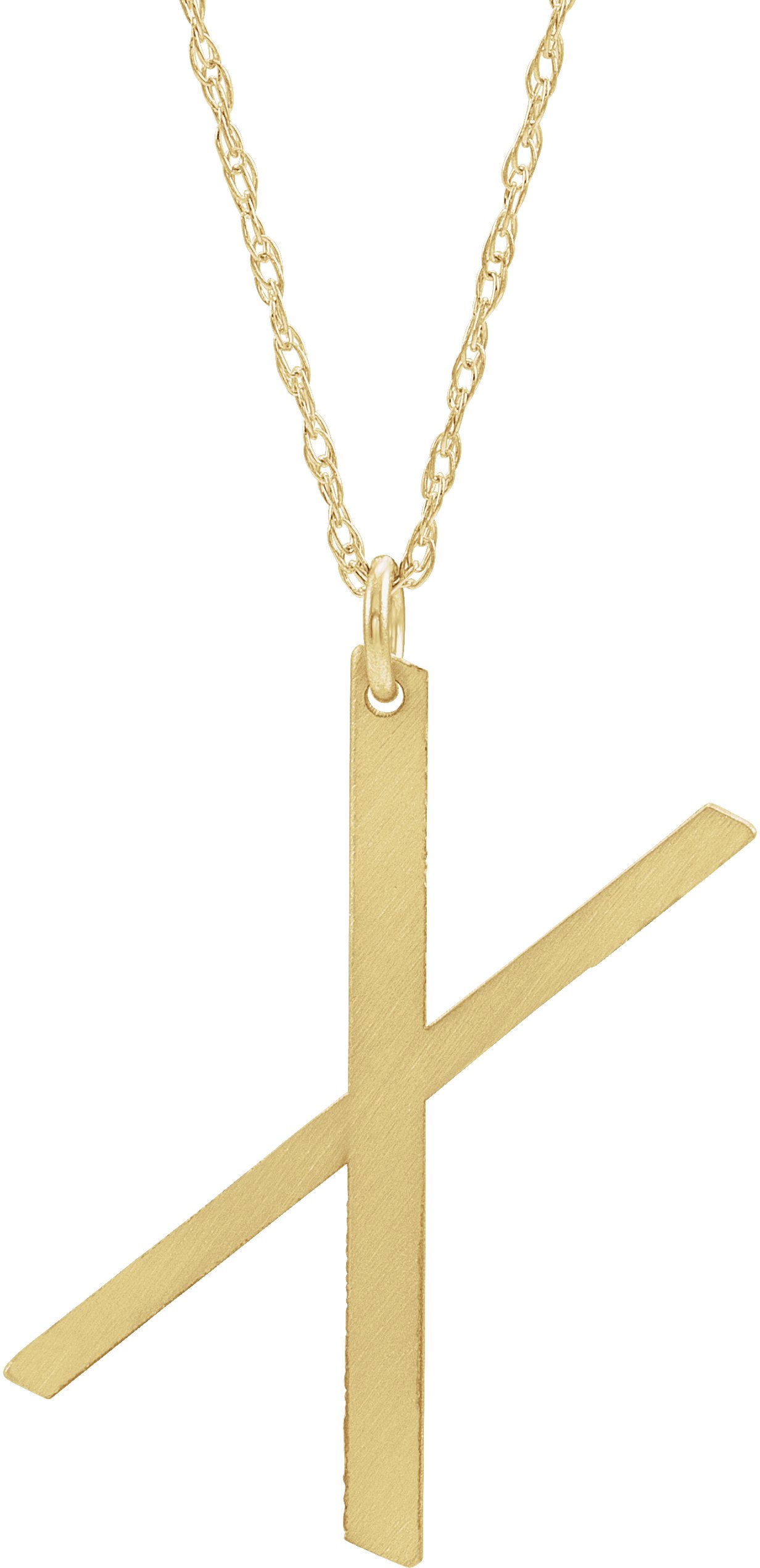 14K Yellow Gold-Plated Sterling Silver Block Initial X 16-18" Necklace with Brush Finish