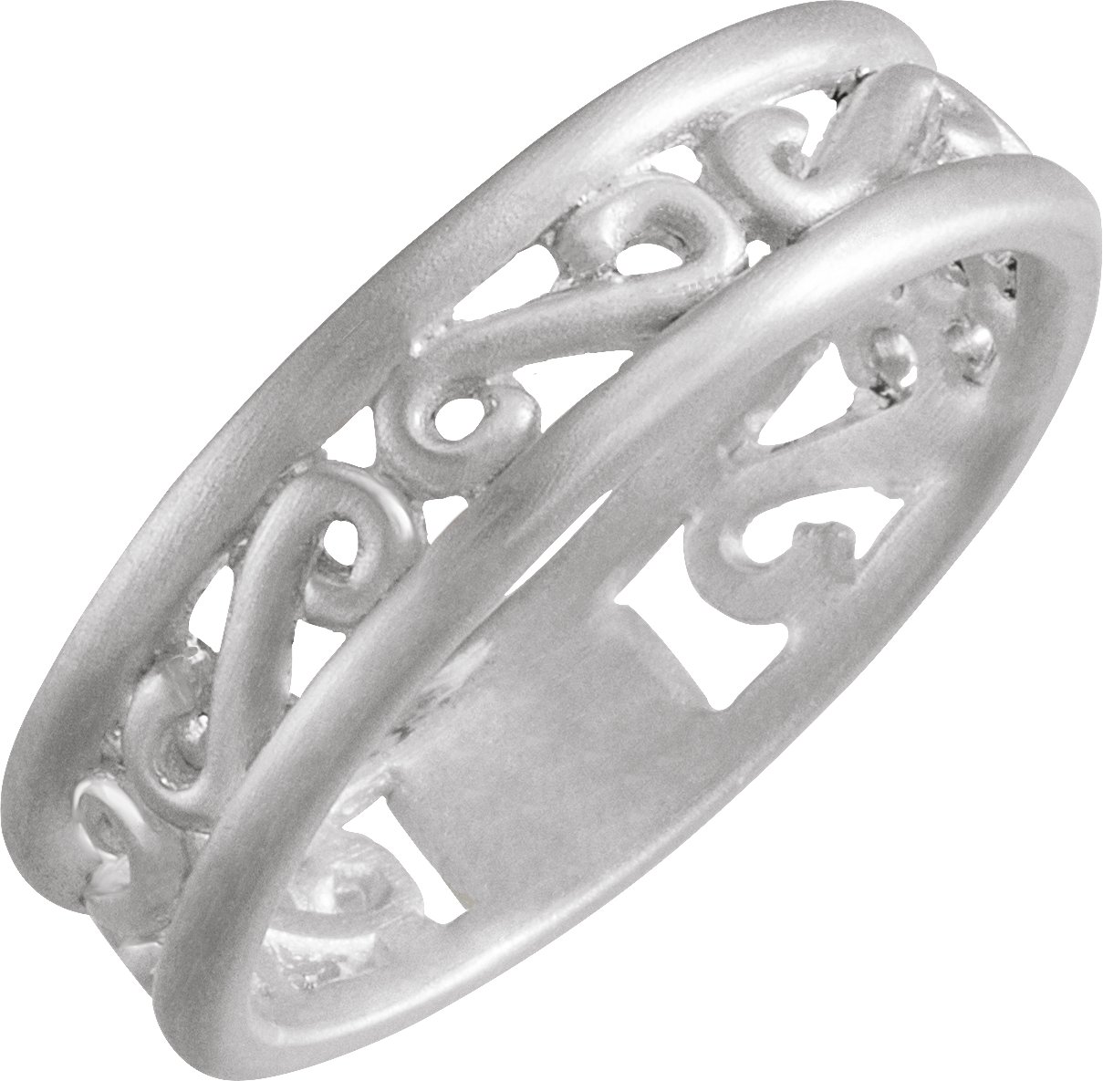 Sterling Silver Matte Finish Stackable Scroll Band Size 6