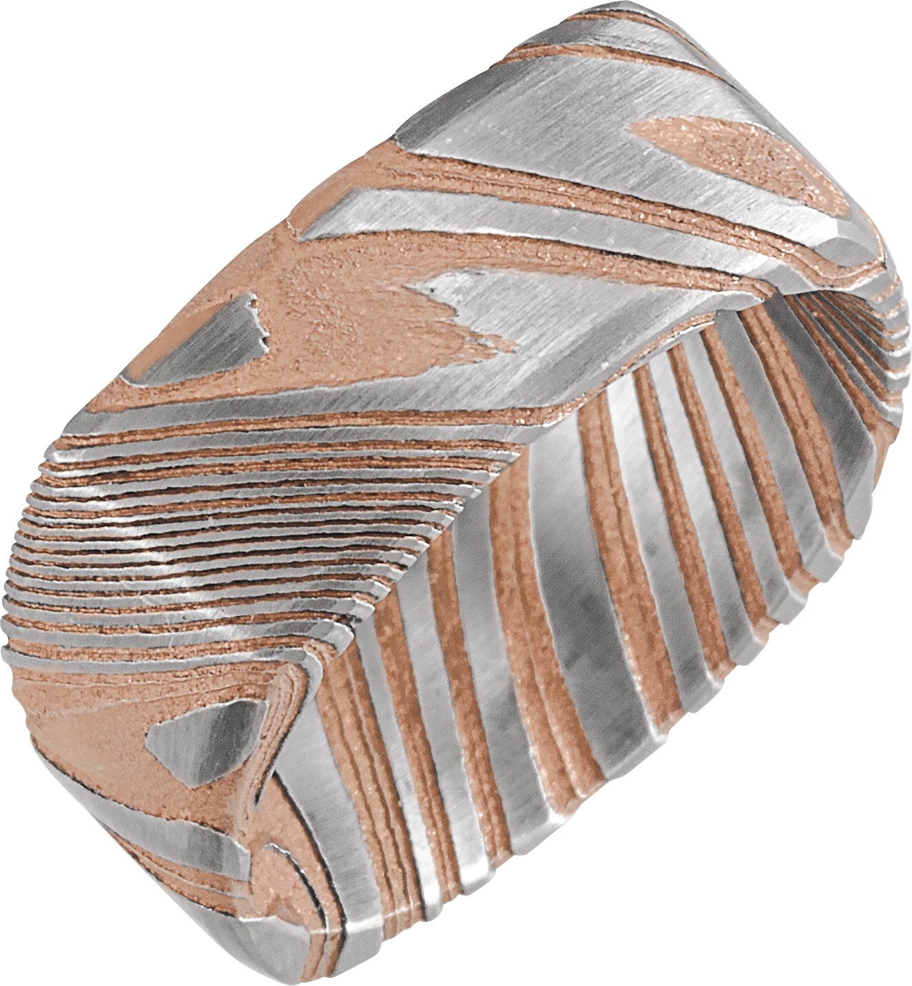 Damascus Steel 8 mm Patterned Square Band Size 8 Ref 16144233
