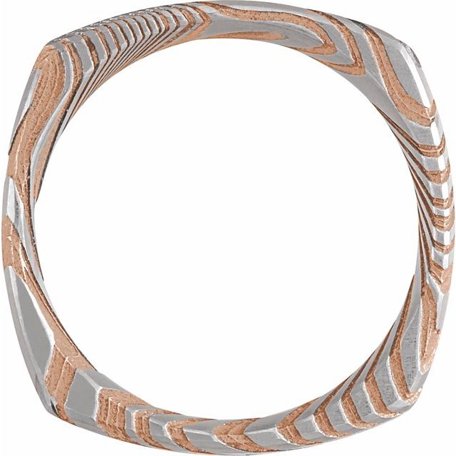 Damascus Steel 8 mm Patterned Square Band Size 10