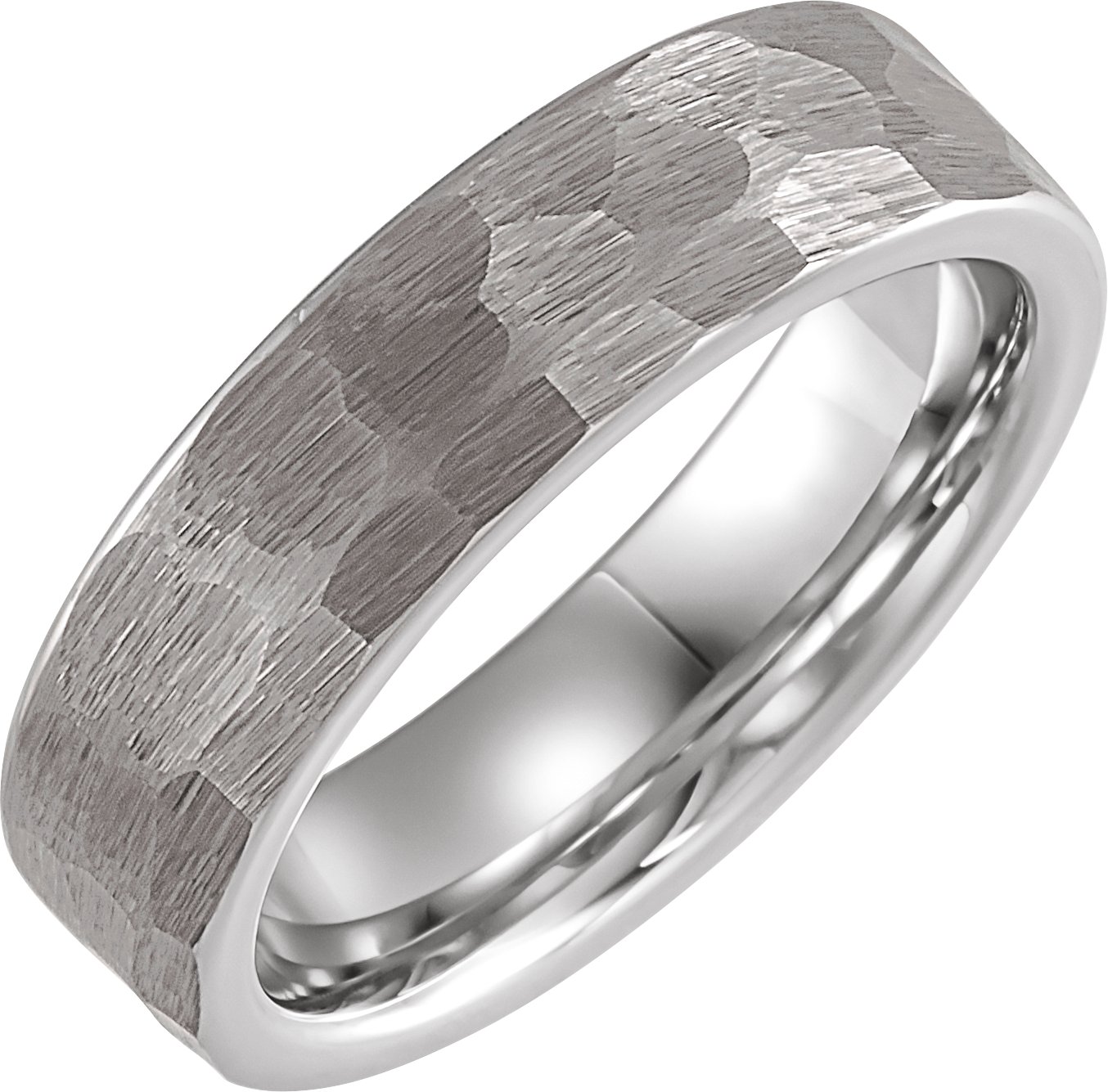 18K White Gold PVD Tungsten 6 mm Comfort-Fit Flat Band Size 10