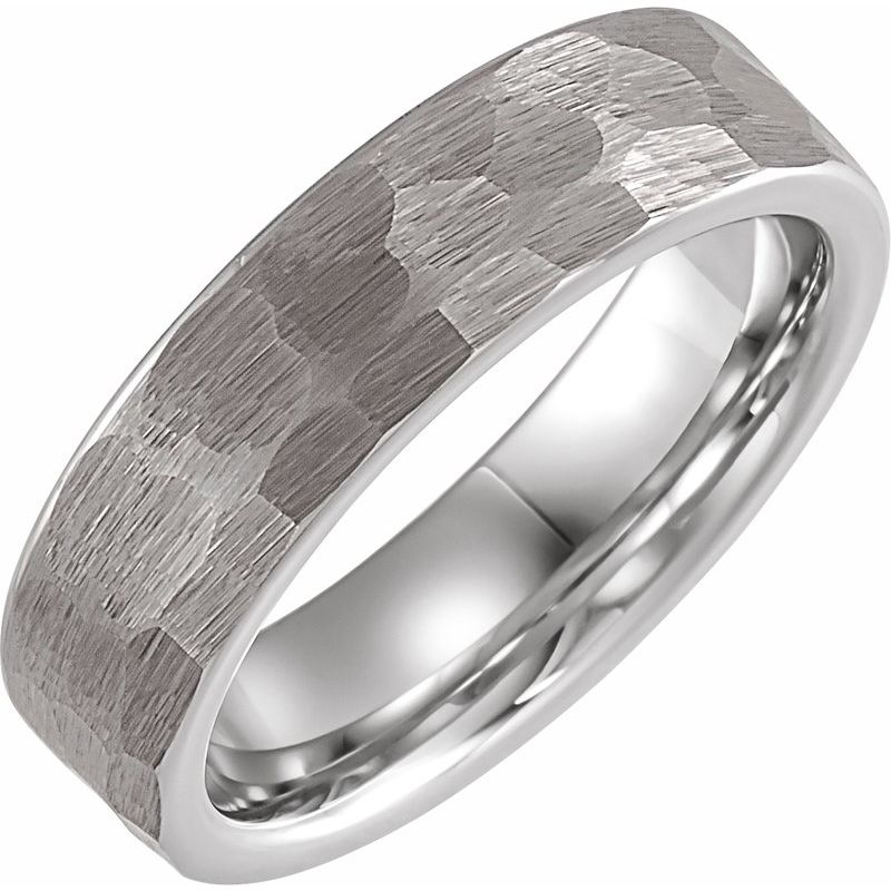 Comfort-Fit Flat Band with Hammered Finish