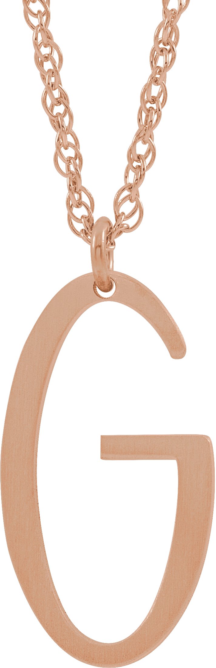 14K Rose Gold-Plated Sterling Silver Block Initial G 16-18" Necklace with Brush Finish